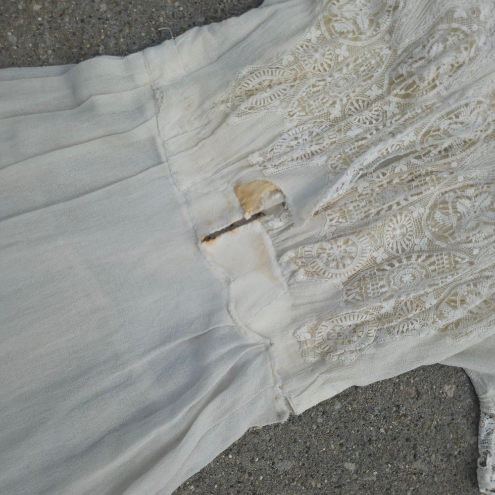 Antique 1900s Edwardian White Cotton Lawn Tea Dress Lace Gown Hi-Low Victorian - Picture 7 of 16